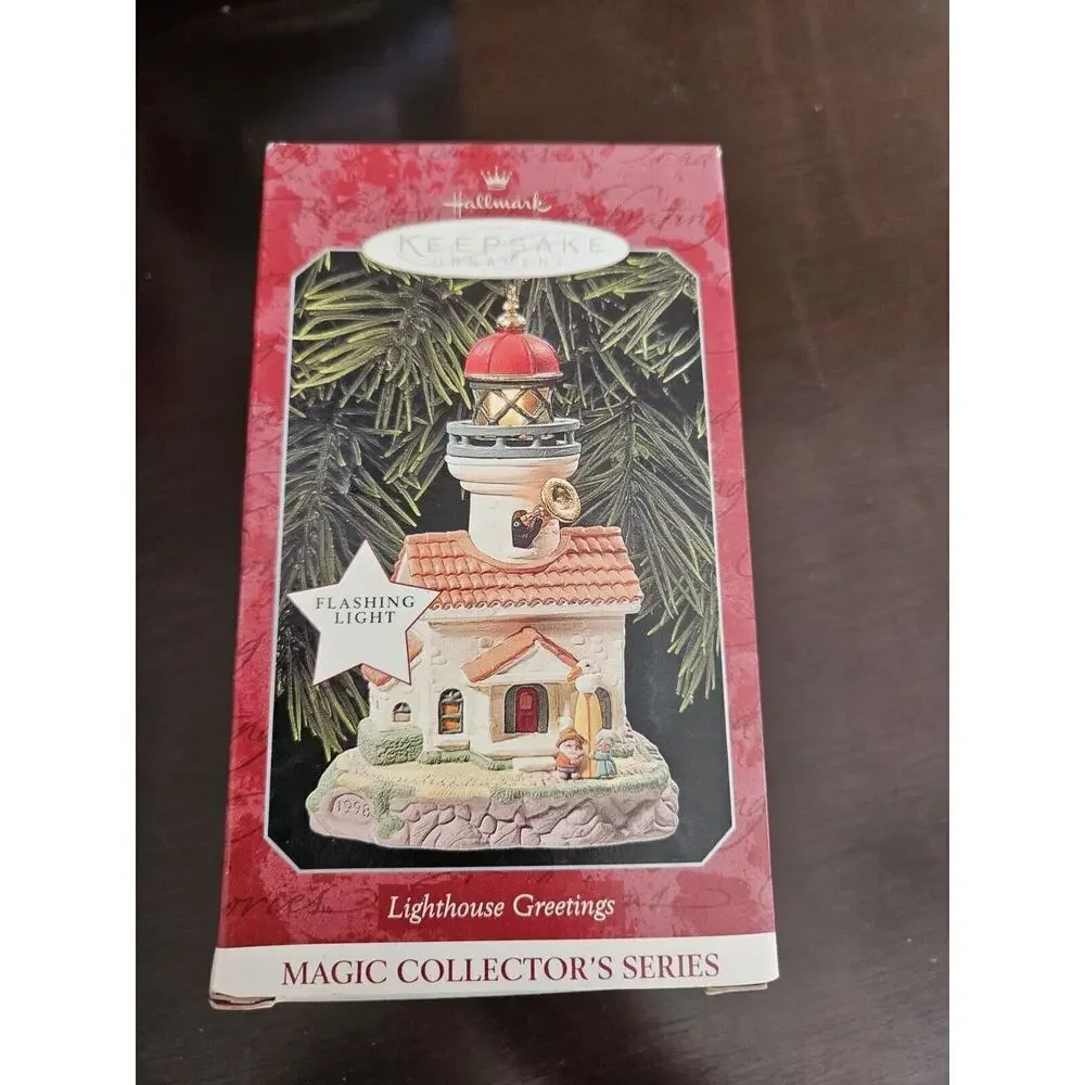 Hallmark Ornament Lighthouse Greetings 2nd in Series Lights Tested Holiday 1998
